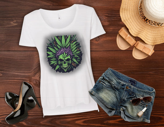 Weed Hair Women’s Weed T Shirt Scoop Neck Top