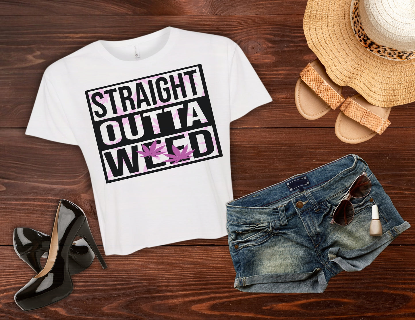 Straight Out Of Weed Women’s Weed T Shirt Crop Top