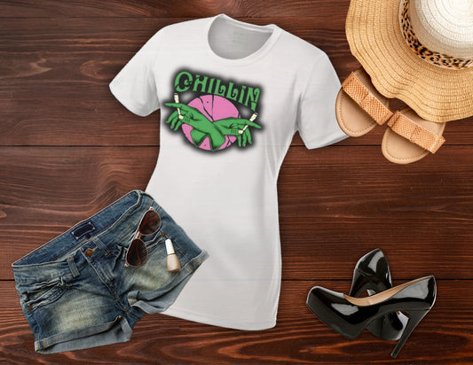 Chillin Women's Weed t shirt Athletic Top