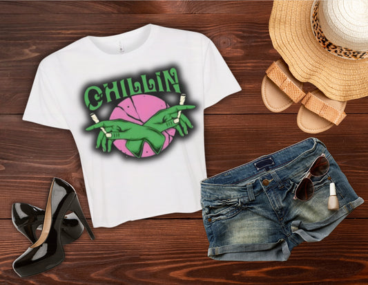 Chillin Women’s Weed T Shirt Crop Top